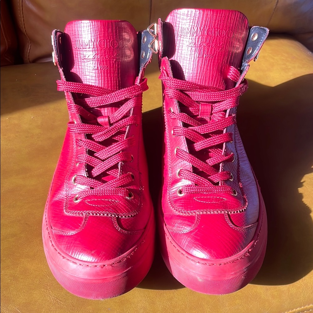 Jimmy Choo Red High-Top Sneakers